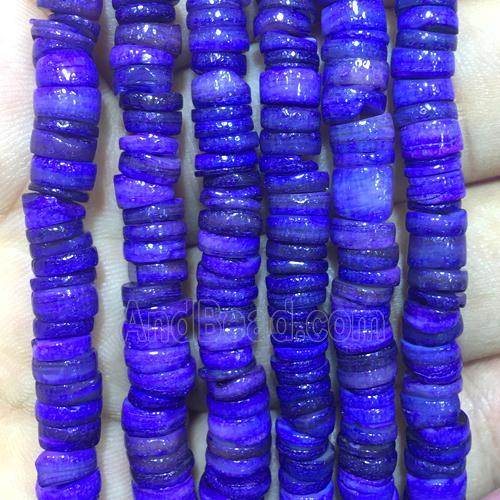 Shell heishi beads, lavender dye