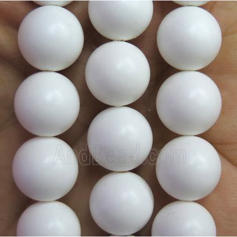 matte round white pearlized shell beads