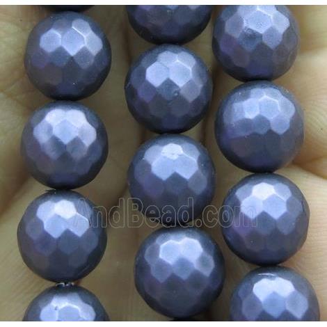 matte pearlized shell bead, faceted round