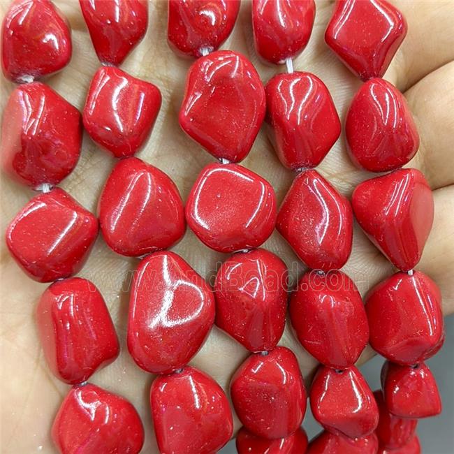 Pearlized Shell Beads Freeform Red Dye