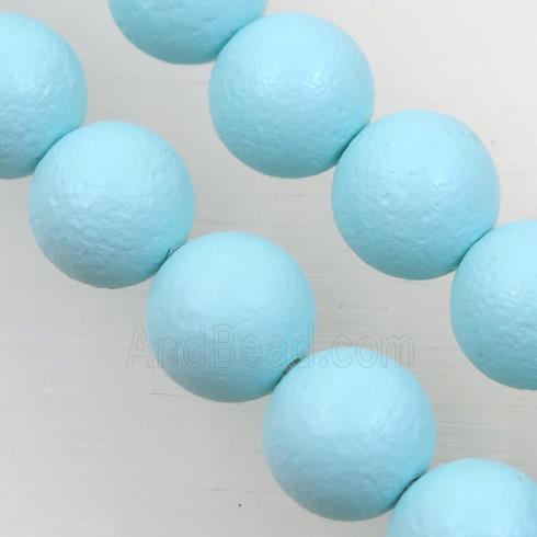 round matte aqua pearlized shell beads