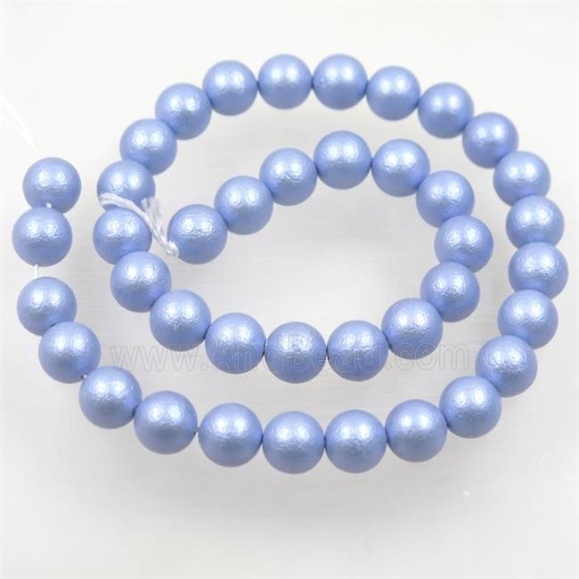 round matte blue pearlized shell beads