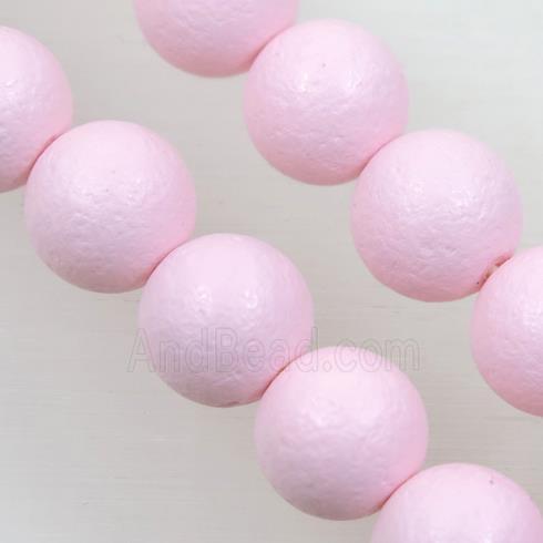 round matte pink pearlized shell beads