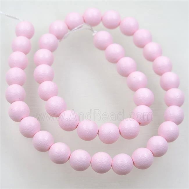 round matte pink pearlized shell beads