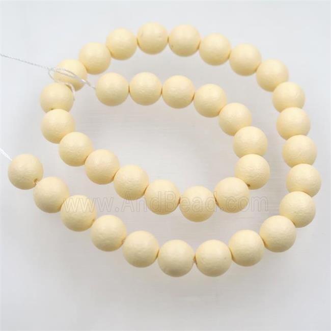 round matte yellow pearlized shell beads
