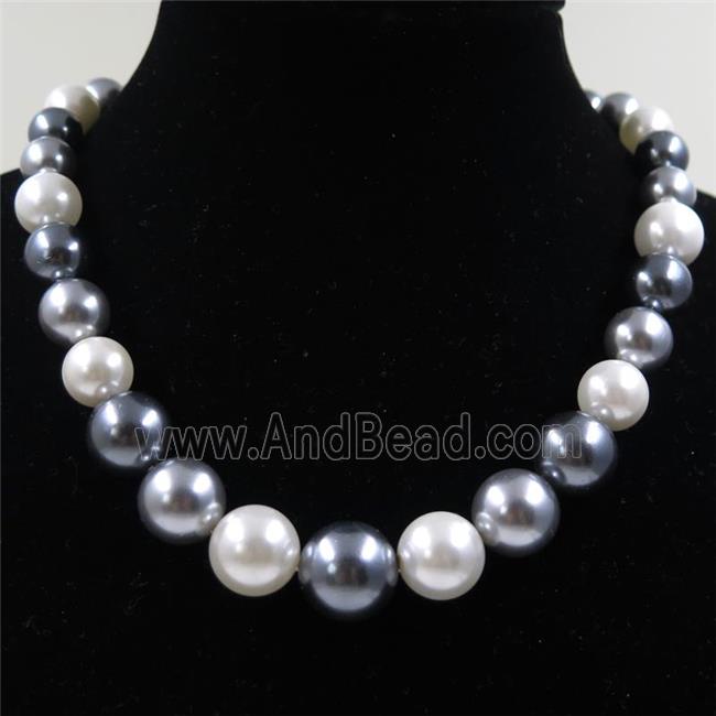 Pearlized Shell graduated Beads, round, mix color