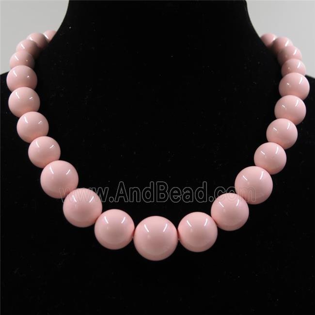 pink Pearlized Shell graduated Beads, round