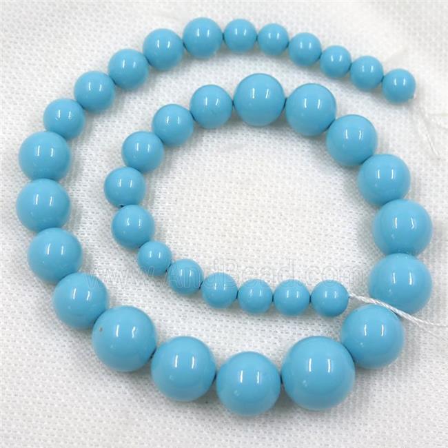 blue Pearlized Shell graduated Beads, round