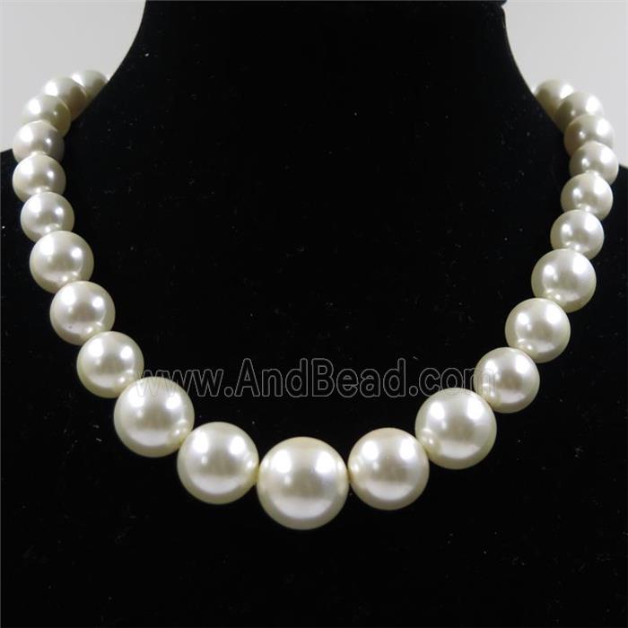 white Pearlized Shell graduated Beads, round
