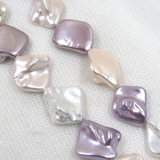 baroque style freshwater shell beads, freeform, mix color
