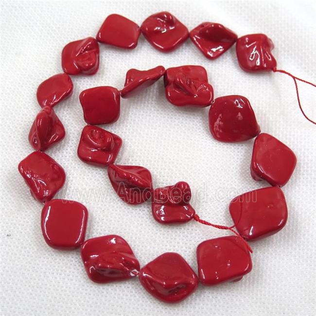 baroque style freshwater shell beads, freeform, red