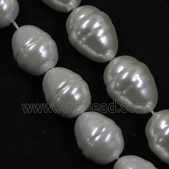 white Pearlized Shell silkworm Beads