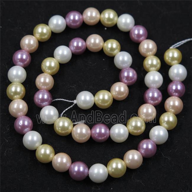 round Pearlized Shell Beads, mixed color