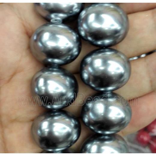 Pearlized Shell Bead, oval, black