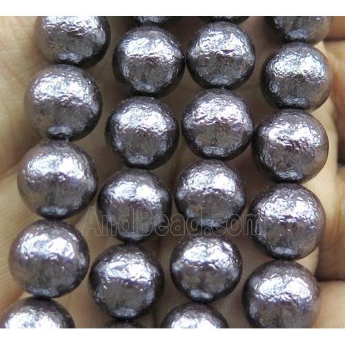 Pearlized Shell Bead, matte round, black