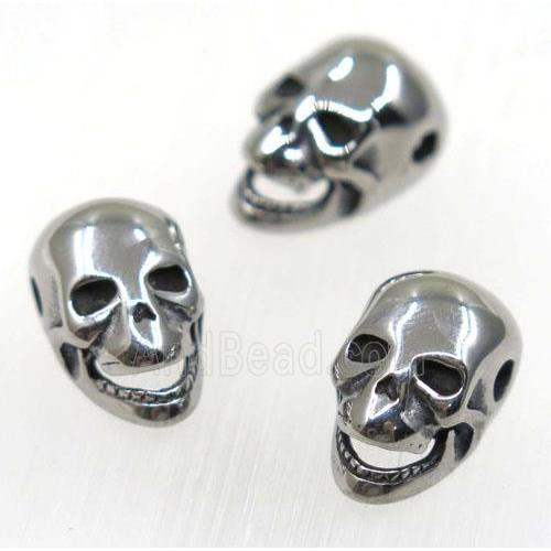 stainless steel skull beads, Antique silver