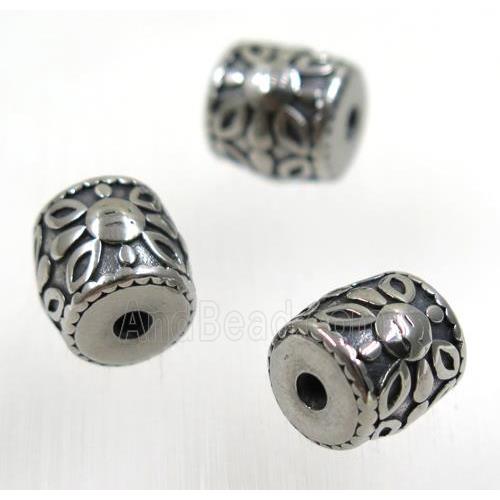 stainless steel barrel beads, Antique silver