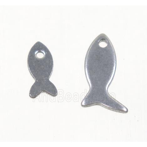 raw stainless steel fish pendant