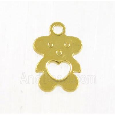 stainless steel bear tag pendant, gold plated