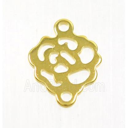 stainless steel roseflower pendant, gold plated