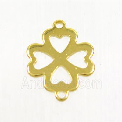 stainless steel connector, four-leaf Clover, gold plated