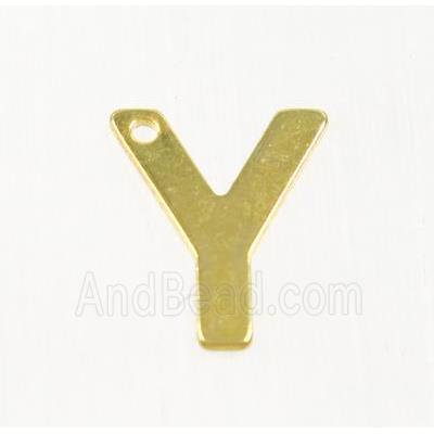 stainless steel letter Y pendant, gold plated