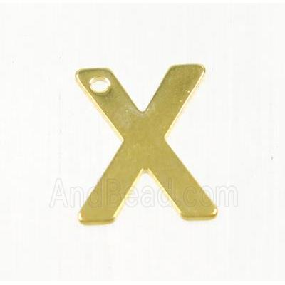 stainless steel letter X pendant, gold plated