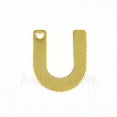 stainless steel letter U pendant, gold plated