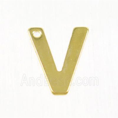 stainless steel letter V pendant, gold plated