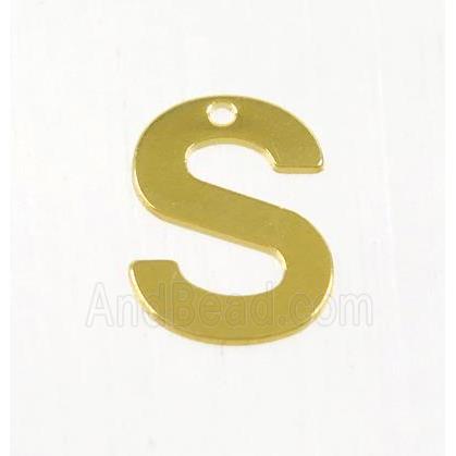 stainless steel letter S pendant, gold plated
