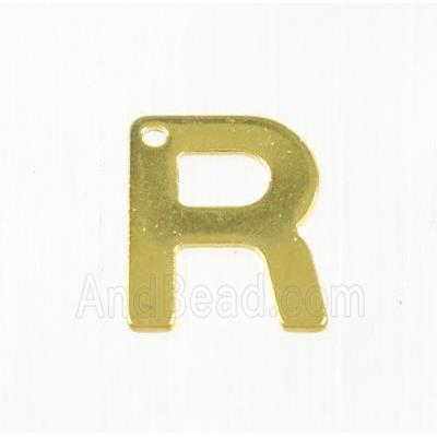 stainless steel letter R pendant, gold plated