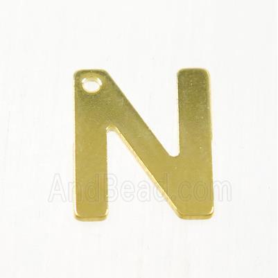 stainless steel letter N pendant, gold plated