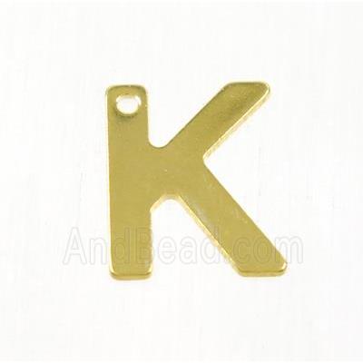 stainless steel letter K pendant, gold plated