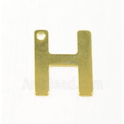 stainless steel letter H pendant, gold plated