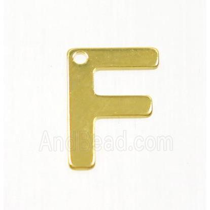 stainless steel letter F pendant, gold plated