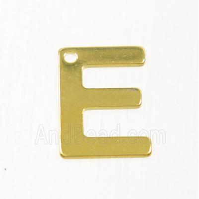 stainless steel letter E pendant, gold plated