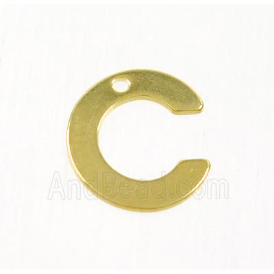 stainless steel letter C pendant, gold plated