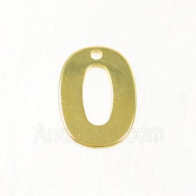 stainless steel number 0 pendant, gold plated