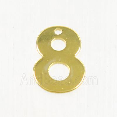 stainless steel number 8 pendant, gold plated