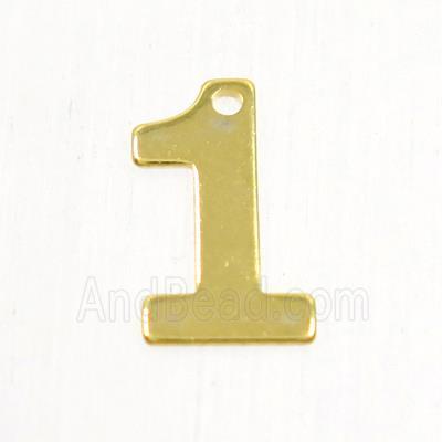 stainless steel number 1 pendant, gold plated