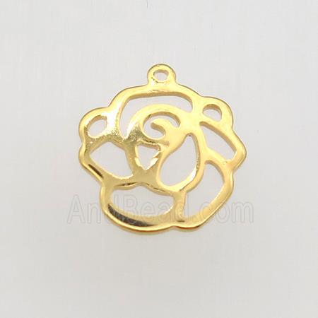 stainless steel flower pendant, gold plated