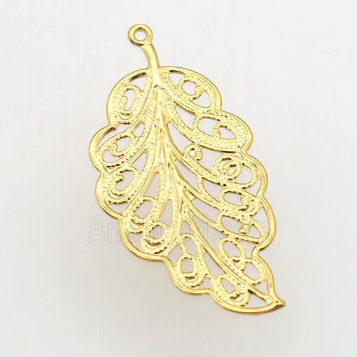 stainless steel leaf pendant, gold plated