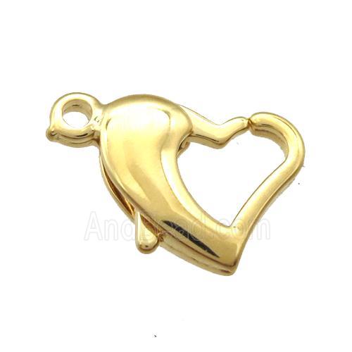 stainless steel heart Lobster Clasp, gold plated