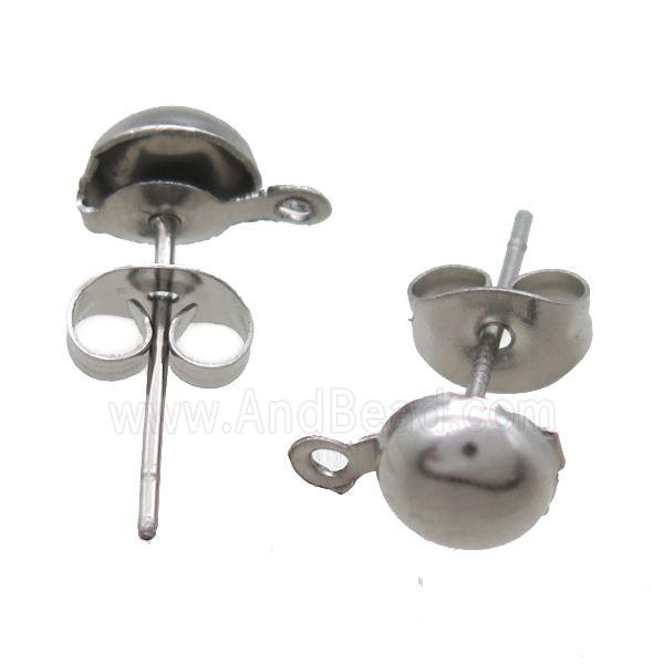 stainless steel Stud Earrings, platinum plated