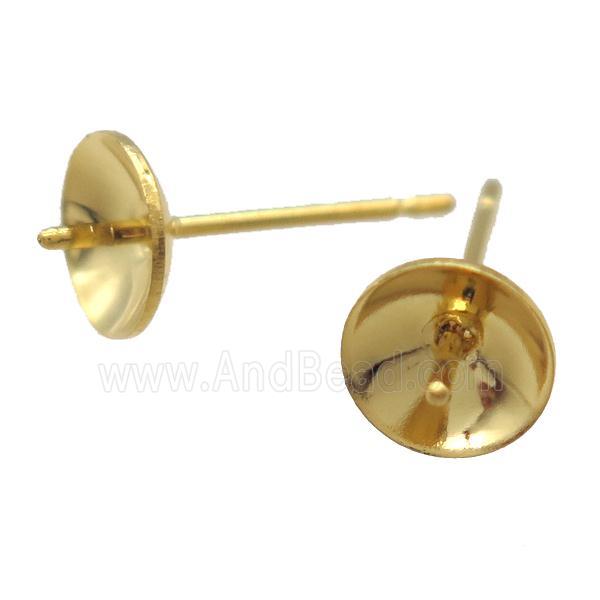 stainless steel Stud Earrings with pad, gold plated