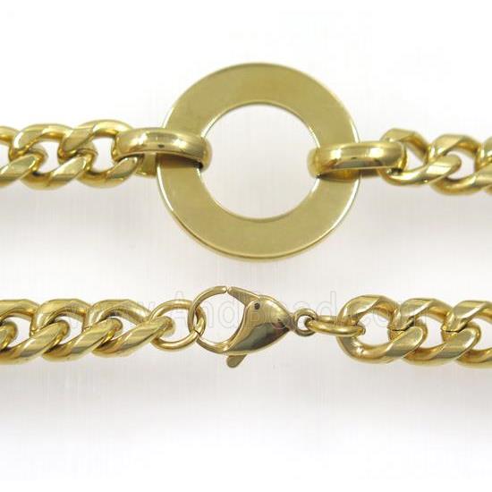 stainless steel necklace, gold plated