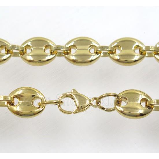 stainless steel necklace, gold plated