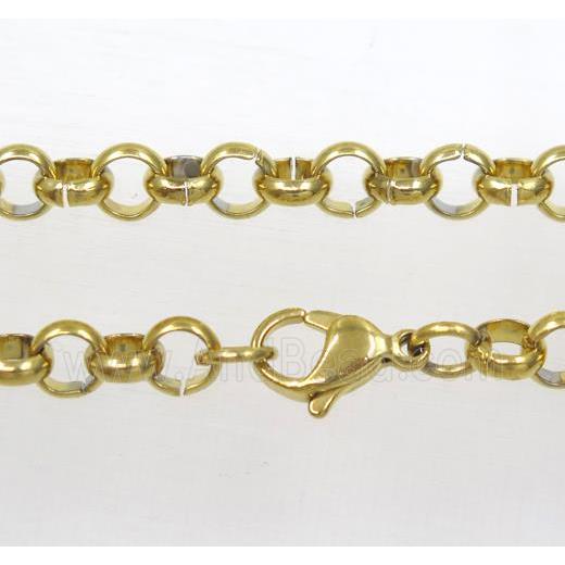 stainless steel necklace, gold plated