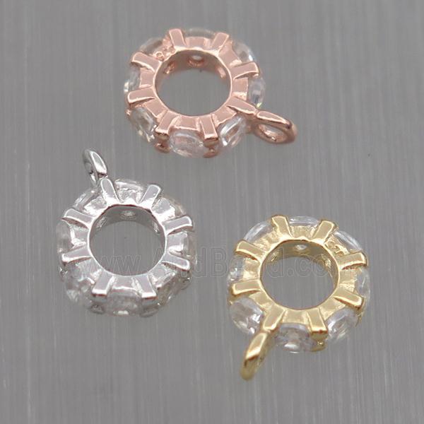 Sterling Silver hanger bail pave zircon, mixed color
