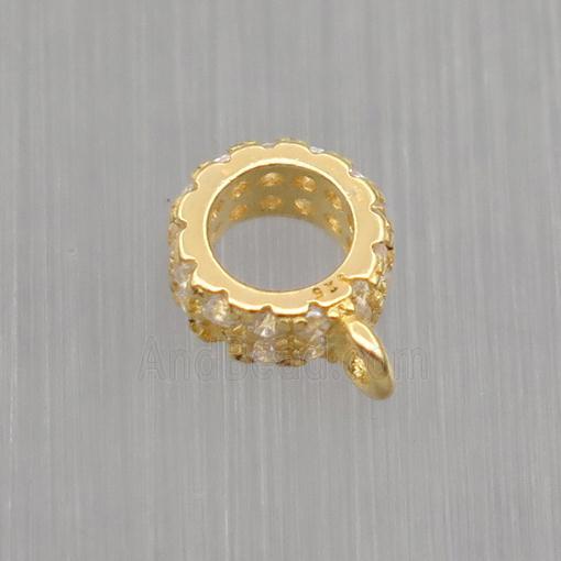Sterling Silver hanger pave zircon, gold plated